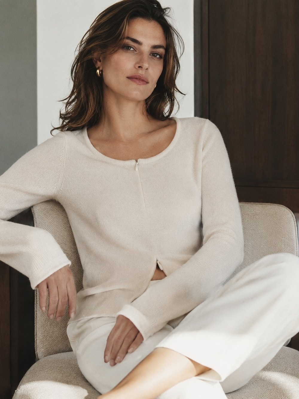 Togo Merino Wool Sweater Quiet Luxury Minimalist Old Money Cream S  Coastal Chic